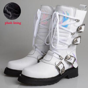 Women's Genuine Leather Skin Buckle Design Riding Boots