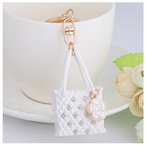 Rhinestone Straw Handbag Keychain Holders - Purse Accessories