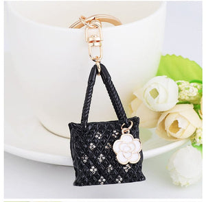 Rhinestone Straw Handbag Keychain Holders - Purse Accessories