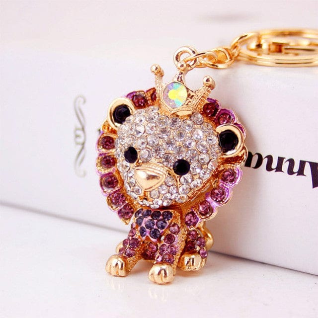 Lion Rhinestone Keychain Holders - Purse Accessories