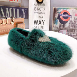 Women's Warm Stylish  Outside Fur Moccasins - Ailime Designs