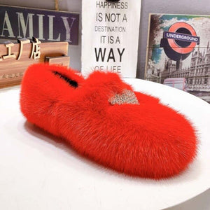 Women's Warm Stylish  Outside Fur Moccasins - Ailime Designs