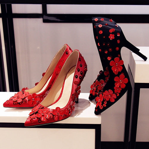 Women's High Quality Handmade Flower Design Pumps