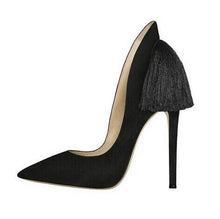 Load image into Gallery viewer, Women&#39;s Elegant Fringe Heel Design Nu-buck Leather Pumps