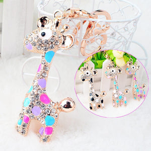 Rhinestone Giraffe Keychain Holders - Purse Accessories