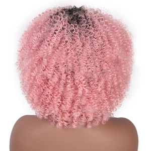 Curley Pink Synthetic Curly Wigs -  Ailime Designs