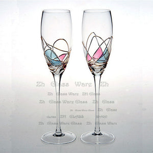 Beautiful Stain Glass Design Champagne Glasses - Ailime Designs