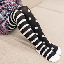 Load image into Gallery viewer, Children’s Polka Dots &amp; Stripe Knit Tights - Ailime Designs