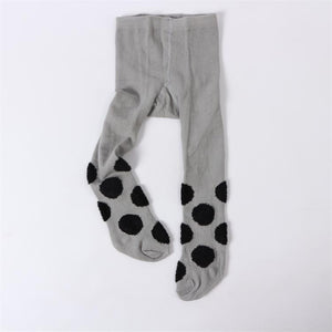 Brown Polka Dot Knit Tights for Toddlers - Ailime Designs