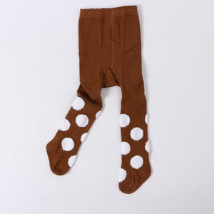 Brown Polka Dot Knit Tights for Toddlers - Ailime Designs