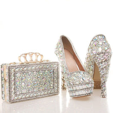 Load image into Gallery viewer, Women’s Beautiful 2 pc Crystal Design Shoe Sets – Fashion Footwear