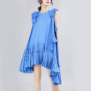 Women's Oversize Pleat Design Asymmetrical Dresses - Ailime Designs