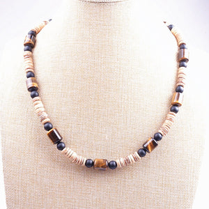 Men's Beautiful Natural Tiger Eye Stone Beaded Necklace – Jewelry Craft Supplies