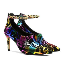 Load image into Gallery viewer, Women&#39;s Graffiti Print Design Strap Ankle Pumps