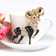 Load image into Gallery viewer, Black Goat Rhinestone Keychain Holders - Purse Accessories