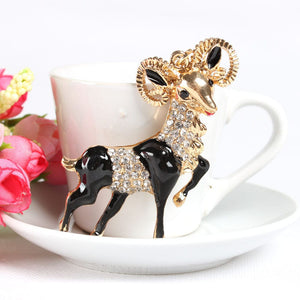 Black Goat Rhinestone Keychain Holders - Purse Accessories