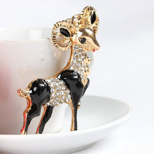 Black Goat Rhinestone Keychain Holders - Purse Accessories