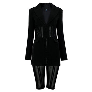 Women's Mesh 2pc Blazer Pant Set