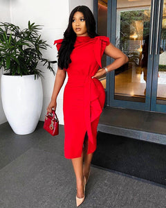 Women’s Red Hot Stylish Fashion Apparel - Ruffle Elegant Dresses