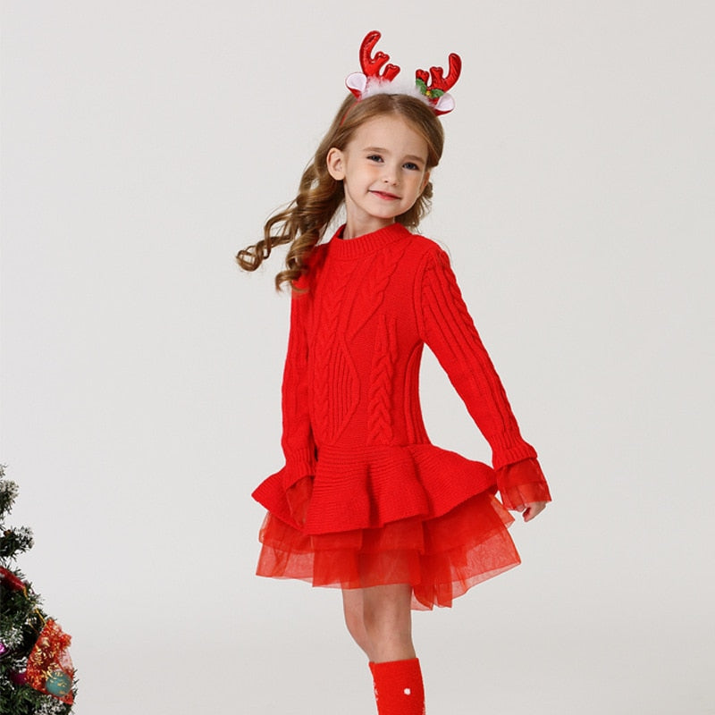 Girl’s Red Hot Stylish Fashion Apparel - Children Tulle Ruffle Dresses