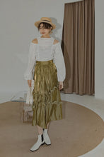 Load image into Gallery viewer, Women&#39;s High Waist A-Line Radiant Glow Design Ruffle Trim Skirt