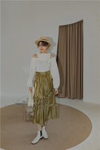 Load image into Gallery viewer, Women&#39;s High Waist A-Line Radiant Glow Design Ruffle Trim Skirt