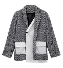 Load image into Gallery viewer, Women&#39;s Asymmetrical Block Print Design Blazer Jacket