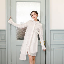 Load image into Gallery viewer, Women&#39;s Asymmetrical Design Layered Shirt Dress