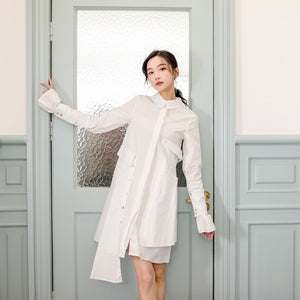 Women's Asymmetrical Design Layered Shirt Dress