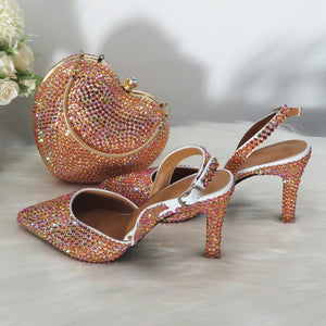 Women’s Beautiful 2 pc Crystal Design Shoe Sets – Fashion Footwear