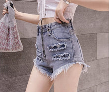 Load image into Gallery viewer, Women’s Street Style Denim Shorts - Ailime Design