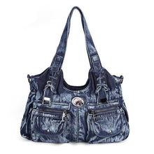 Load image into Gallery viewer, Blue Denim Oversize Messenger Handbags - Ailime Designs