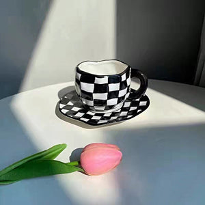 Check Black & White Design Drinkware Mugs - Ailime Designs