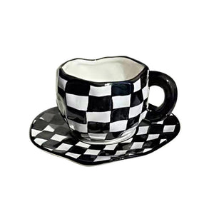 Check Black & White Design Drinkware Mugs - Ailime Designs