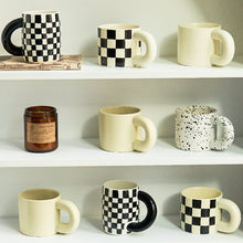 Load image into Gallery viewer, Check Black &amp; White Design Drinkware Mugs - Ailime Designs