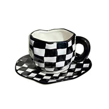 Load image into Gallery viewer, Check Black &amp; White Design Drinkware Mugs - Ailime Designs