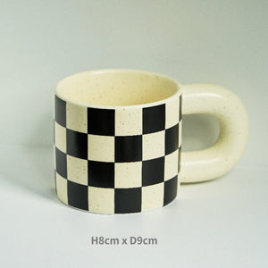 Check Black & White Design Drinkware Mugs - Ailime Designs