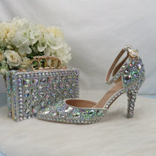 Load image into Gallery viewer, Women’s Beautiful 2 pc Crystal Design Shoe Sets – Fashion Footwear