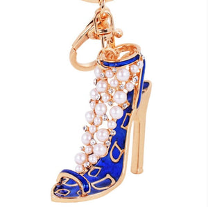 Crystal & Pearl Design Rhinestone High heel Keychain Holders - Purse Accessories