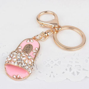 Crystal & Pearl Design Rhinestone High heel Keychain Holders - Purse Accessories