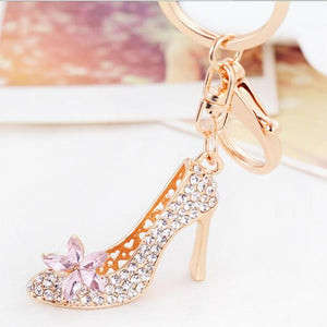 Crystal & Pearl Design Rhinestone High heel Keychain Holders - Purse Accessories