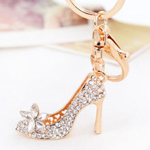 Load image into Gallery viewer, Crystal &amp; Pearl Design Rhinestone High heel Keychain Holders - Purse Accessories