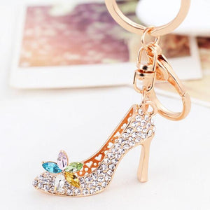 Crystal & Pearl Design Rhinestone High heel Keychain Holders - Purse Accessories