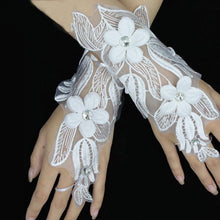 Load image into Gallery viewer, Bridal Lace Trim Gloves – Fine Quality Wedding Accessories