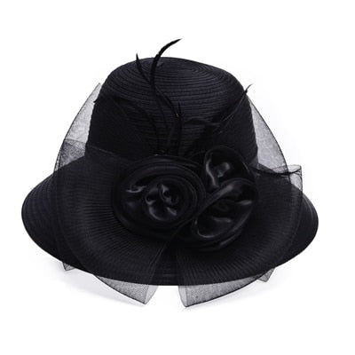 Doubles Down Women's Derby Style Fancy Rose Motif Design Hats - Ailime Designs