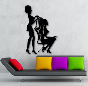 Lady Hair Stylist & Client Wall Art Decals - Ailime Designs - Ailime Designs