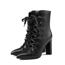 Load image into Gallery viewer, Women&#39;s Ribbon Lace Top Design Ankle Boots - Ailime Designs