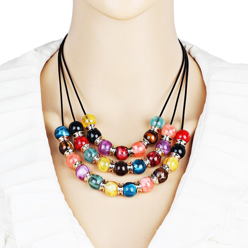 Multicolor Marble Glazed Women's Necklace – Neckline Fashion Accessories - Ailime Designs