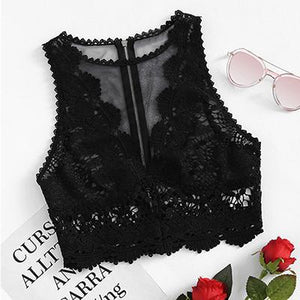 Women's Scallop Lace Applique Design Crop Top - Ailime Designs