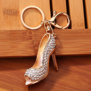 Rhinestone High-heeled Shoes Sparkling Charm Keychain Bag Handbag Key Ring Car - Ailime Designs